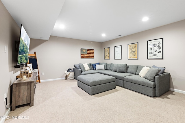 22 Imlay Ln, Farmingdale, NJ 07727 - living area with light colored carpet, baseboards, and recessed lighting