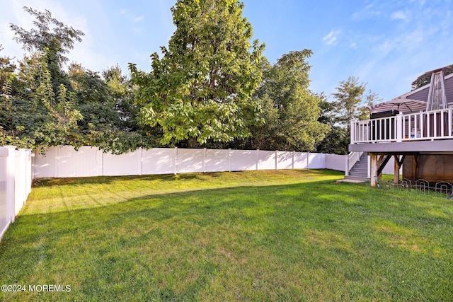22 Imlay Ln, Farmingdale, NJ 07727 - view of yard featuring stairs and a wooden deck