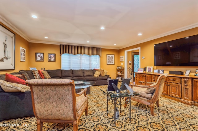 5 Stone Ln, Marlboro, NJ 07746 - living area featuring recessed lighting and crown molding