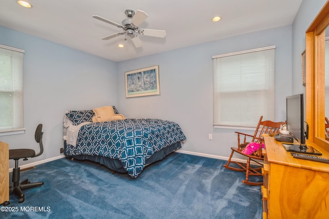 5 Stone Ln, Marlboro, NJ 07746 - carpeted bedroom with baseboards, recessed lighting, and a ceiling fan