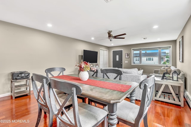14 Santiago Dr W, Toms River, NJ 08757 - dining area with a ceiling fan, light wood-type flooring, recessed lighting, and baseboards