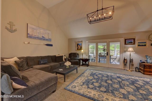 4 Capewoods Rd, North Cape May, NJ 08204 - living room featuring carpet and high vaulted ceiling