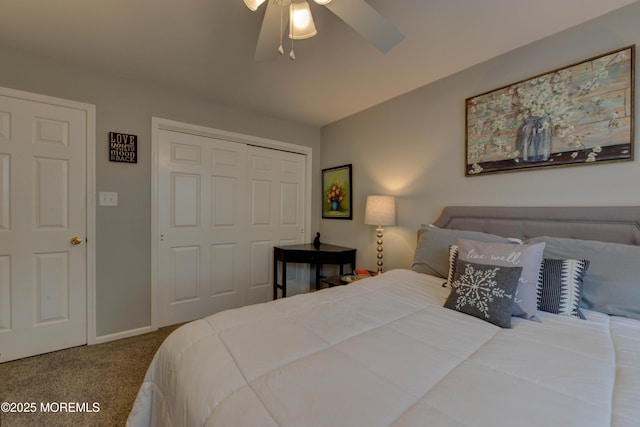 4 Capewoods Rd, North Cape May, NJ 08204 - carpeted bedroom featuring a closet, baseboards, and ceiling fan