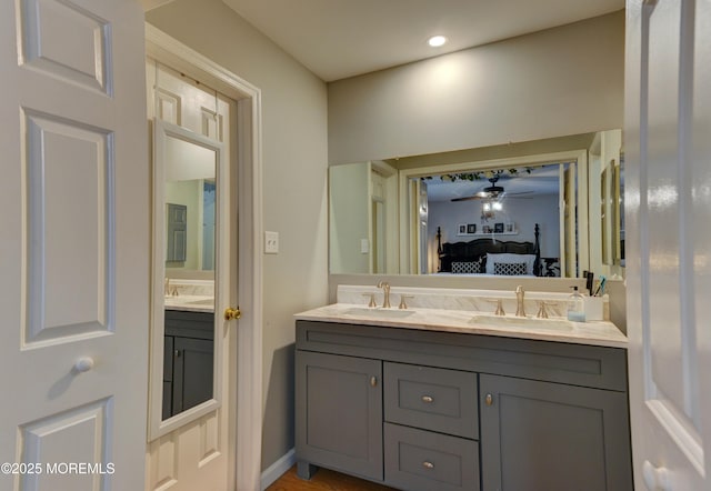 4 Capewoods Rd, North Cape May, NJ 08204 - full bath with double vanity, ensuite bath, and a ceiling fan