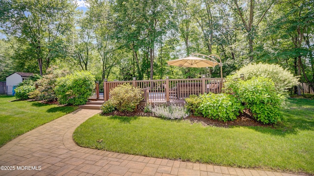 9 Toby Ter, Monroe, NJ 08831 - view of grassy yard with a deck