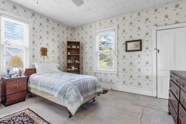 208 Ludlow Ave, Spring Lake, NJ 07762 - carpeted bedroom with multiple windows and wallpapered walls