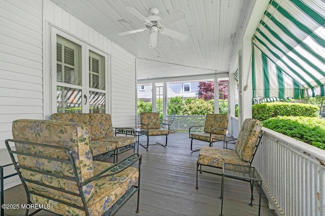 208 Ludlow Ave, Spring Lake, NJ 07762 - wooden terrace featuring an outdoor living space and ceiling fan