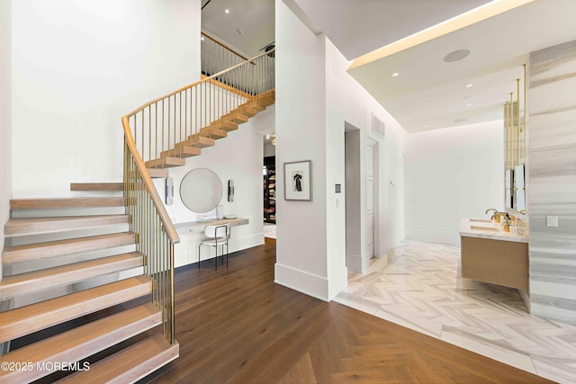 27 N Ward Ave, Rumson, NJ 07760 - staircase featuring baseboards and recessed lighting