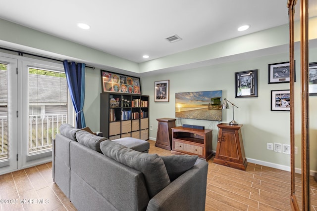 7 Beach Blvd, Highlands, NJ 07732 - living room featuring baseboards, wood finish floors, and recessed lighting