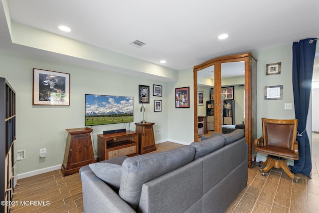 7 Beach Blvd, Highlands, NJ 07732 - living area featuring baseboards, wood finish floors, and recessed lighting