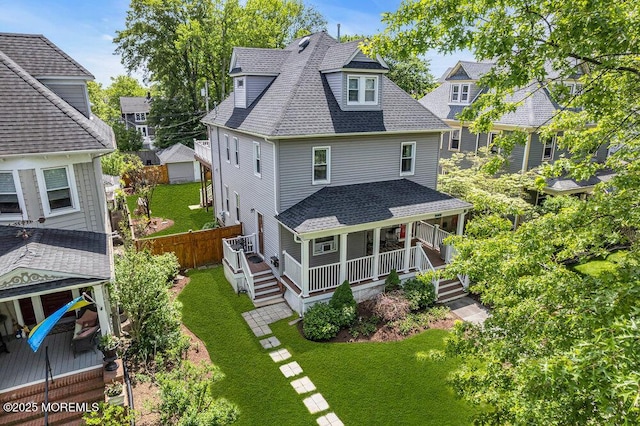 1102 5th Ave, Asbury Park, NJ 07712 - rear view of property with a shingled roof and a porch