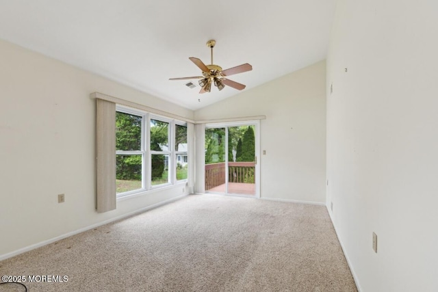 1524 Quince Pl, Toms River, NJ 08755 - unfurnished room featuring plenty of natural light, a ceiling fan, carpet, and vaulted ceiling