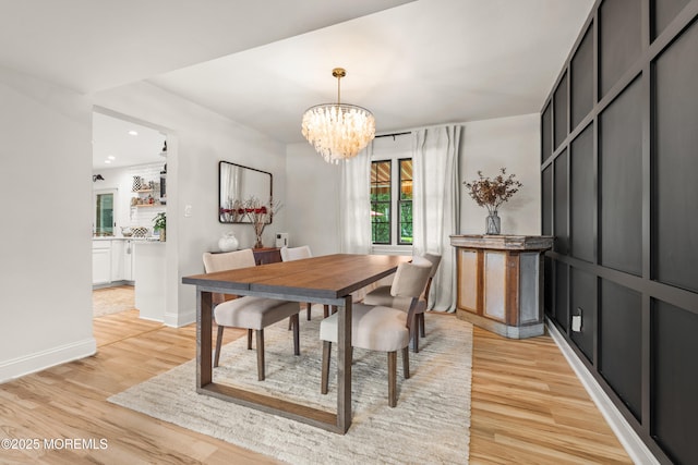7 Carlisle Ct, Hazlet, NJ 07730 - dining space featuring a chandelier, light wood-style flooring, baseboards, and recessed lighting