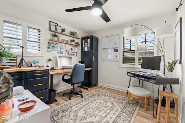 7 Carlisle Ct, Hazlet, NJ 07730 - home office featuring a ceiling fan, light wood-type flooring, and baseboards