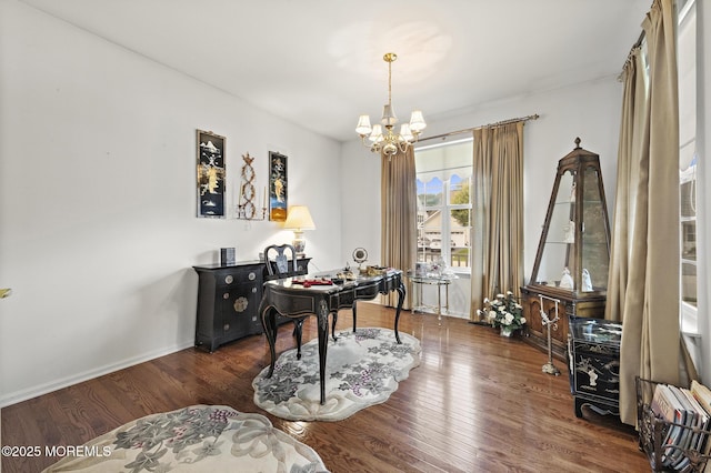 26 Masters Ct, Little Egg Harbor, NJ 08087 - office space featuring a chandelier, wood finished floors, and baseboards