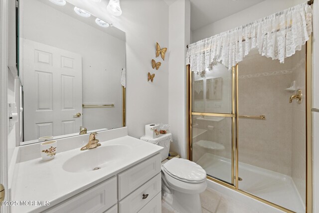 26 Masters Ct, Little Egg Harbor, NJ 08087 - full bath with a stall shower, toilet, vanity, and tile patterned flooring