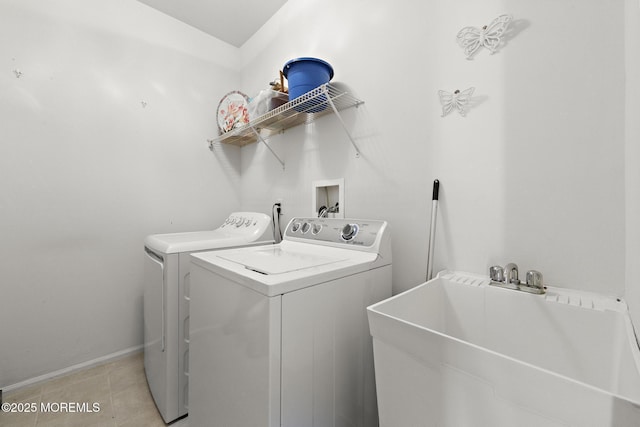 26 Masters Ct, Little Egg Harbor, NJ 08087 - washroom featuring washer and clothes dryer, baseboards, and light tile patterned floors
