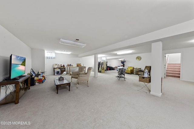 26 Masters Ct, Little Egg Harbor, NJ 08087 - living area featuring carpet and stairs