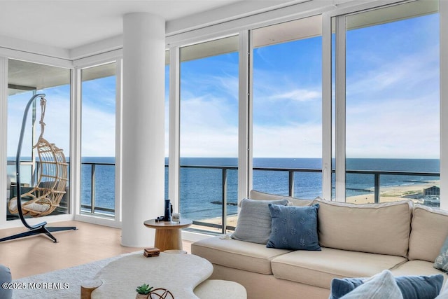 1101 Ocean Ave Unit 1403, Asbury Park, NJ 07712 - living room with a water view and wood finished floors