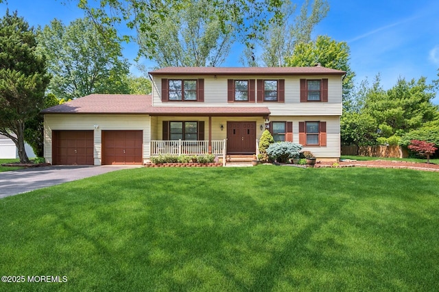 37 Jefferson Ct, Freehold, NJ 07728 - view of front of property featuring a porch, a garage, and asphalt driveway