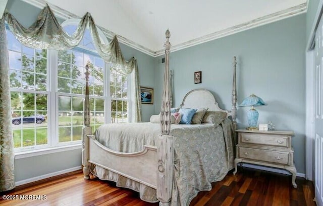 1 Lattimore Ct, Freehold, NJ 07728 - bedroom with vaulted ceiling, wood finished floors, baseboards, and crown molding