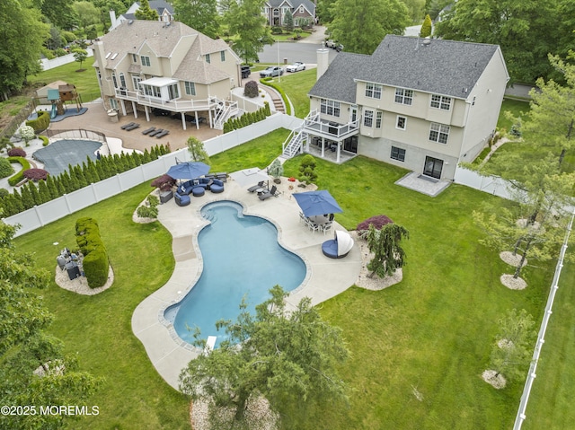 16 Wildflower Ct, Manalapan, NJ 07726 - view from above of property featuring a pool