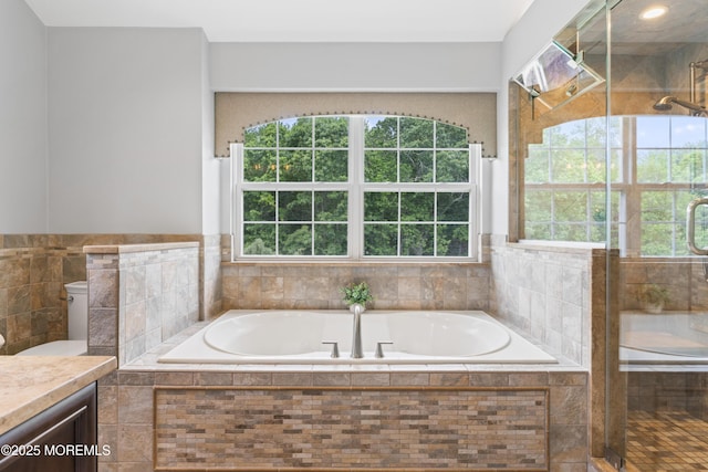 16 Wildflower Ct, Manalapan, NJ 07726 - full bath featuring vanity, healthy amount of natural light, and a garden tub