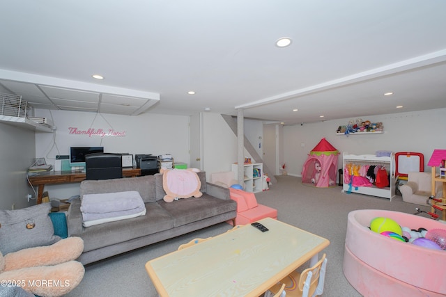 209 Woodcrest Rd, Oakhurst, NJ 07755 - game room with an office area, recessed lighting, and carpet