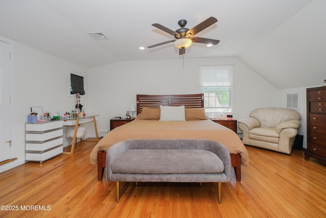 209 Woodcrest Rd, Oakhurst, NJ 07755 - bedroom with vaulted ceiling, wood finished floors, and a ceiling fan