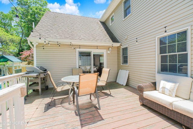 209 Woodcrest Rd, Oakhurst, NJ 07755 - wooden deck with outdoor dining space and grilling area