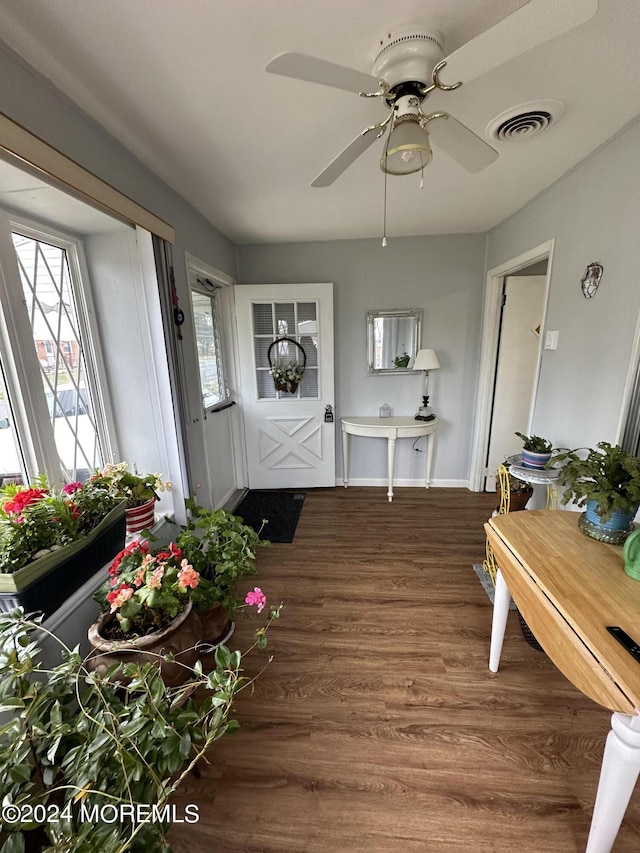 3B Hamilton Ln, Whiting, NJ 08759 - entrance foyer with wood finished floors, ceiling fan, and baseboards