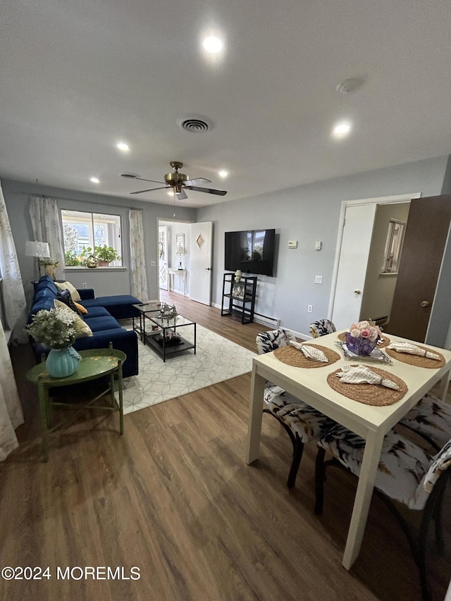 3B Hamilton Ln, Whiting, NJ 08759 - dining space with wood finished floors, recessed lighting, and ceiling fan