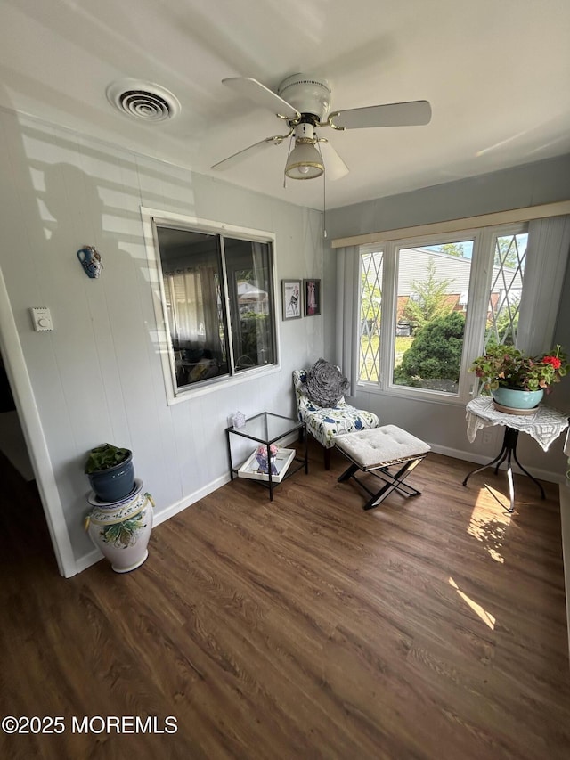 3B Hamilton Ln, Whiting, NJ 08759 - sitting room with baseboards, wood finished floors, and a ceiling fan