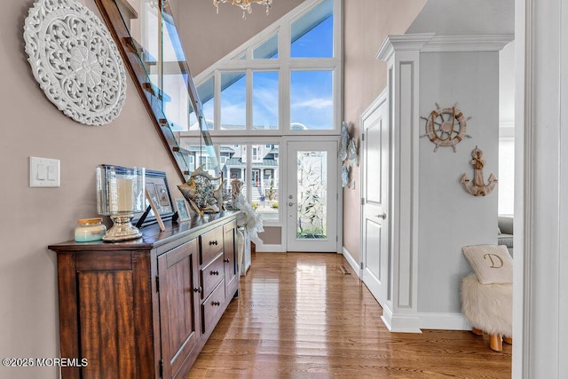 3504 Churchill Dr, Toms River, NJ 08753 - entrance foyer featuring light wood-style floors, stairway, and baseboards