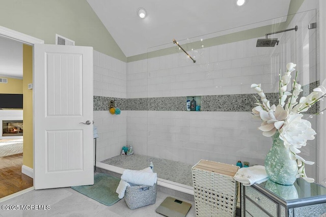 3504 Churchill Dr, Toms River, NJ 08753 - full bath with walk in shower, recessed lighting, and vaulted ceiling