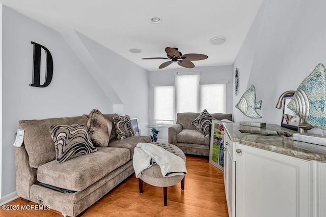3504 Churchill Dr, Toms River, NJ 08753 - living room with a ceiling fan and light wood-style flooring