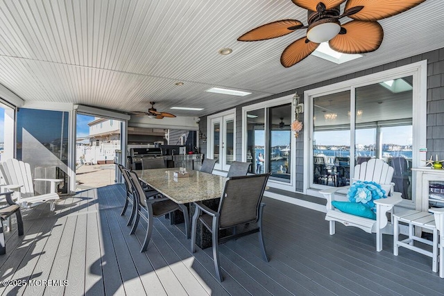 3504 Churchill Dr, Toms River, NJ 08753 - deck featuring french doors, a ceiling fan, and outdoor dining space
