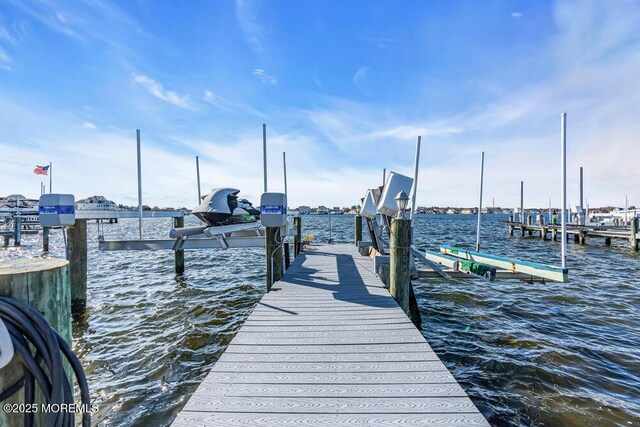 3504 Churchill Dr, Toms River, NJ 08753 - dock featuring boat lift and a water view