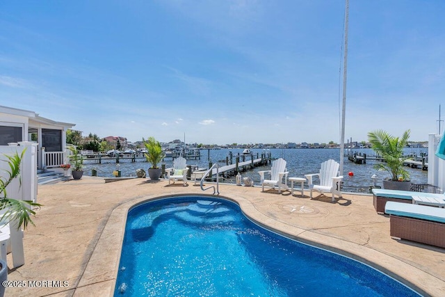 3504 Churchill Dr, Toms River, NJ 08753 - outdoor pool featuring a patio area and a water view