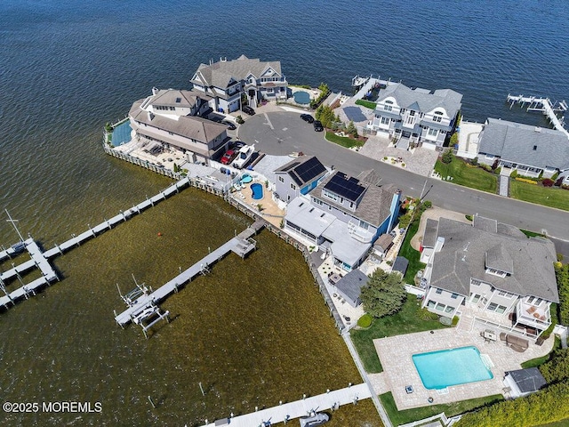 3504 Churchill Dr, Toms River, NJ 08753 - aerial view of property's location featuring a pool area, a large body of water, and nearby suburban area