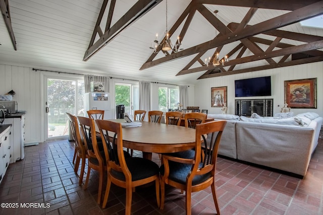 135 Rumson Rd, Rumson, NJ 07760 - dining space with a chandelier and brick flooring