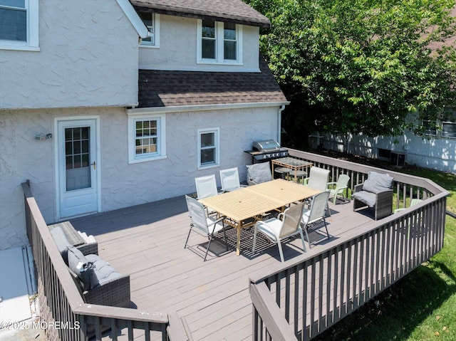 1 Roseld Ct, Deal, NJ 07723 - wooden terrace with outdoor dining area and a grill