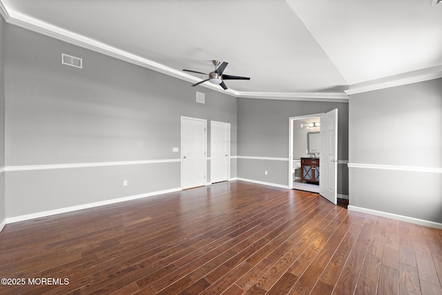 14 Osprey Ln Unit 72, Bayville, NJ 08721 - spare room with ceiling fan, crown molding, wood finished floors, and baseboards