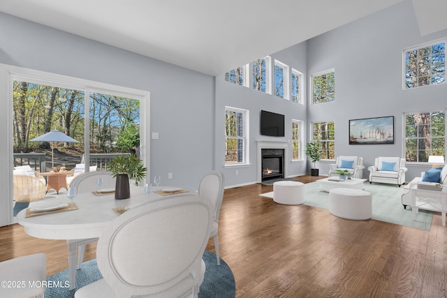 19 Hillside Ave, Barnegat, NJ 08005 - dining space with wood finished floors and a fireplace with flush hearth