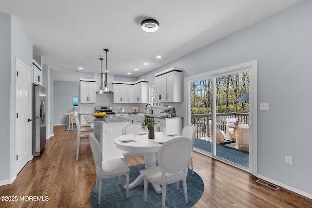 19 Hillside Ave, Barnegat, NJ 08005 - dining space with dark wood finished floors, baseboards, and recessed lighting