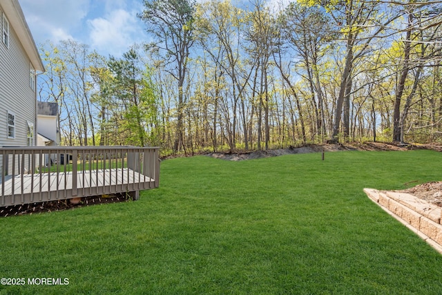 19 Hillside Ave, Barnegat, NJ 08005 - view of grassy yard with a deck