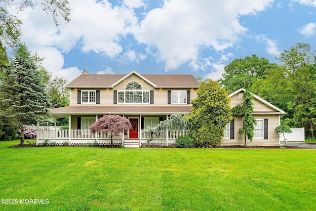 1883 Whitesville Rd, Toms River, NJ 08755 - view of front of property with a porch, a front lawn, a chimney, and roof with shingles