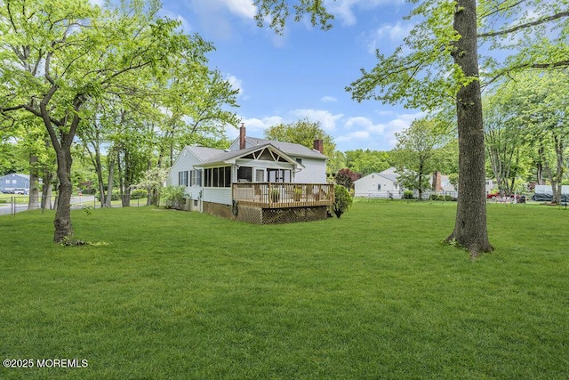 2 Merrick Ct, Middletown, NJ 07748 - view of yard with a deck and a sunroom