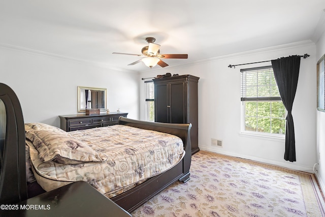 6 Palmer Ln, Englishtown, NJ 07726 - bedroom featuring multiple windows, crown molding, ceiling fan, and baseboards