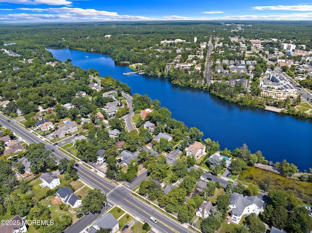 107 S Lake Dr, Lakewood, NJ 08701 - aerial overview of property's location with a nearby body of water and a heavily wooded area